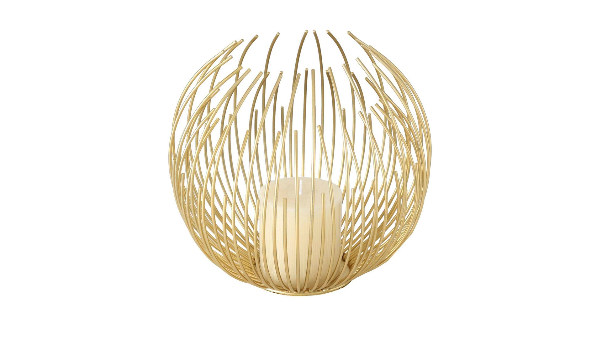 Windlicht Boltze aus Metall in Gold Windlicht Cylon goldfarbenes Eisen – Durchmesser ca. 24 cm