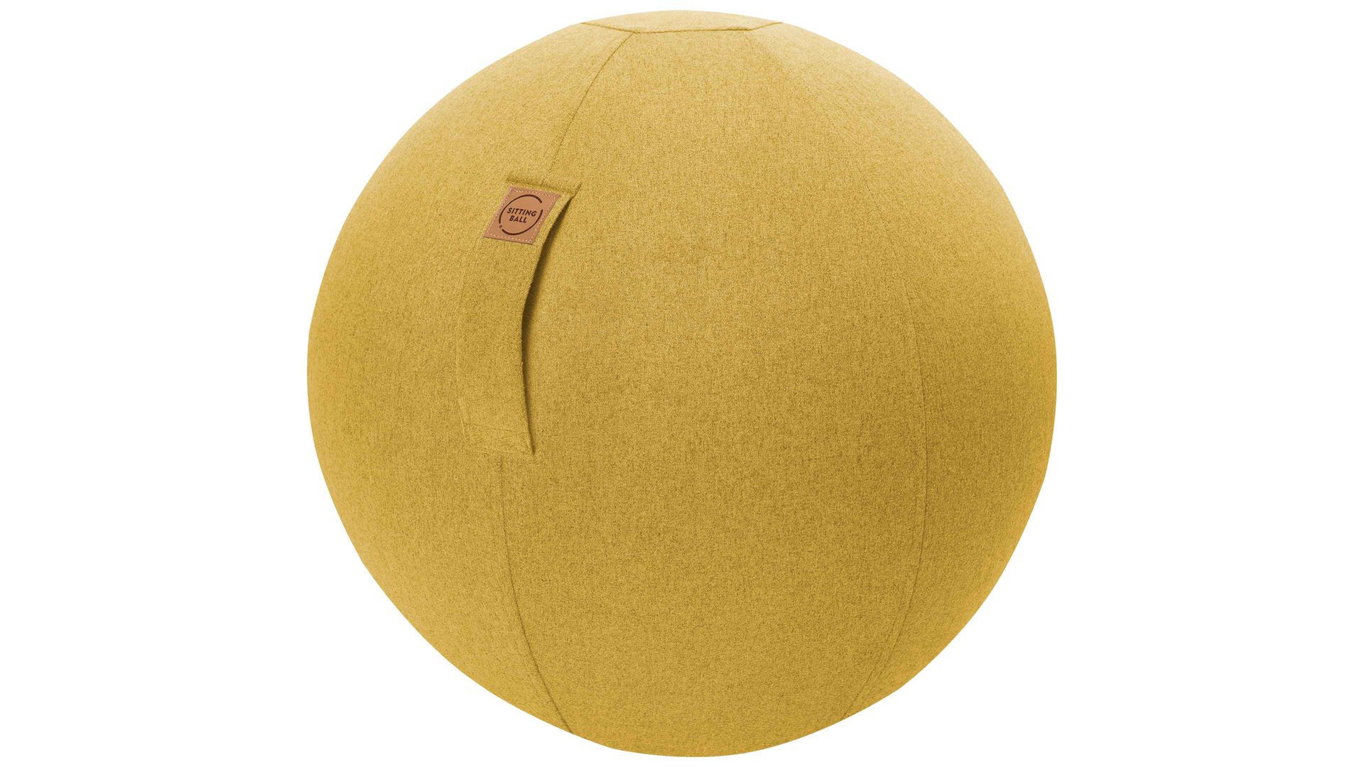 Sitzball Magma sitting point aus Kunstfaser in Gelb SITTING BALL® Felt senffarbener Bezug – Durchmesser ca. 65 cm