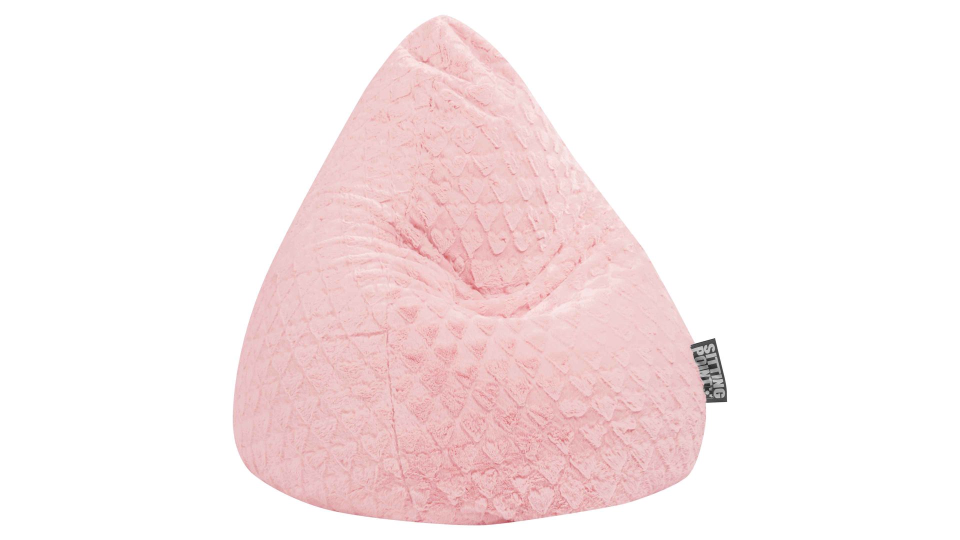Standard-Sitzsack Magma sitting point aus Kunstfaser in Pastell SITTING POINT Plüsch-Sitzsack Fluffy Hearts L als Sitzmöbel roséfarbener Plüschbezug - ca. 120 Liter