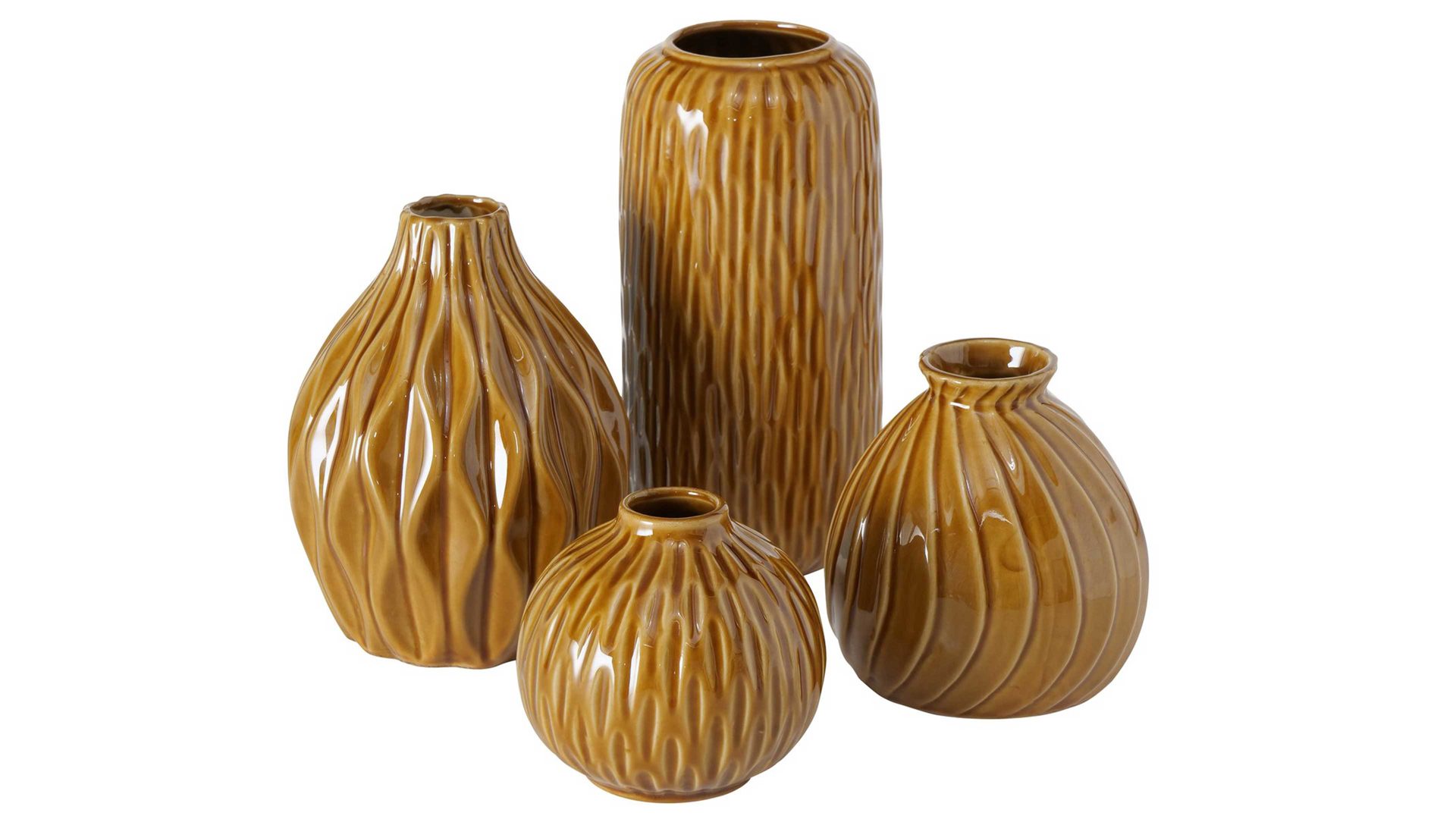 Vase Boltze aus Keramik in Braun Vasen-Set Zalina braunes Porzellan – vierteilig