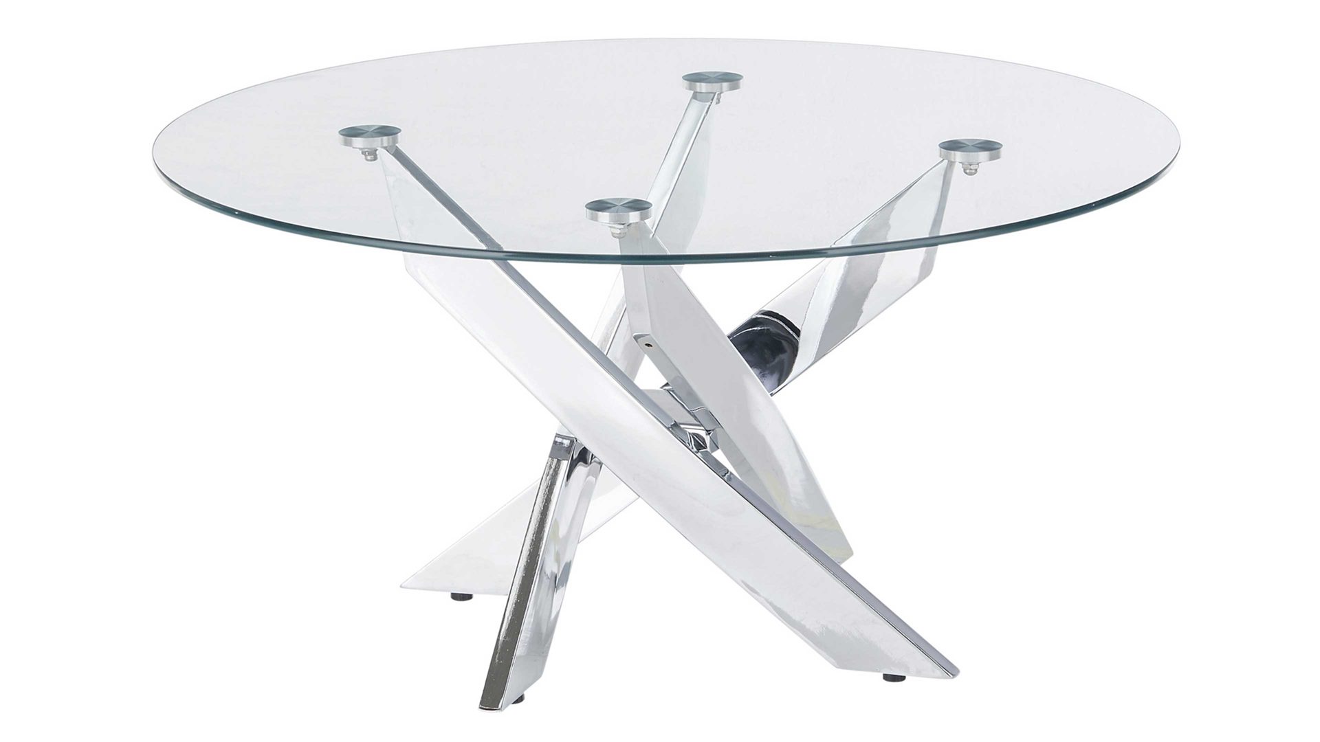 Couchtisch A better place furniture aus Glas in Transparent Kopenhagen Couchtisch Klarglas & Chrom - Durchmesser ca. 80 cm