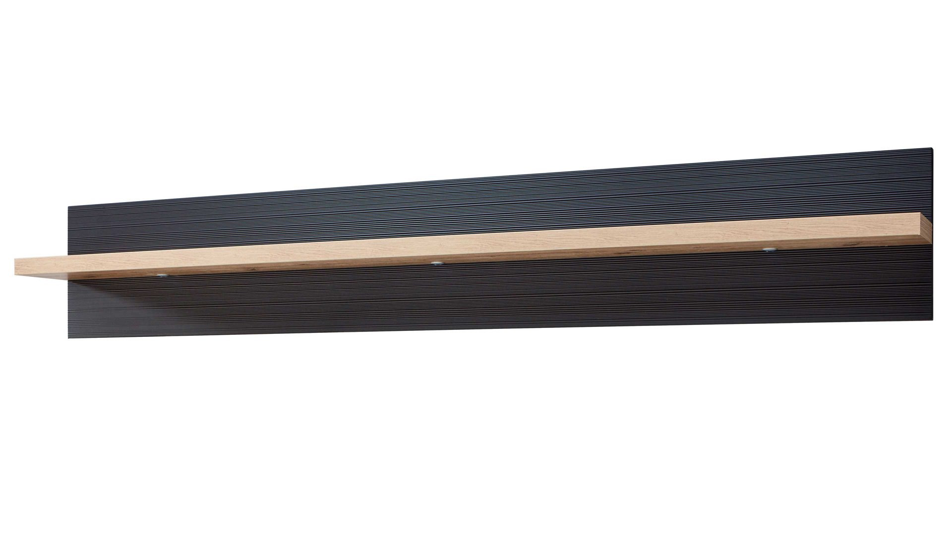 Wandregal Ideal möbel aus Holz in Dunkelgrau Wandregal Manhattan Grau & Eiche Artisan – Länge ca. 200 cm