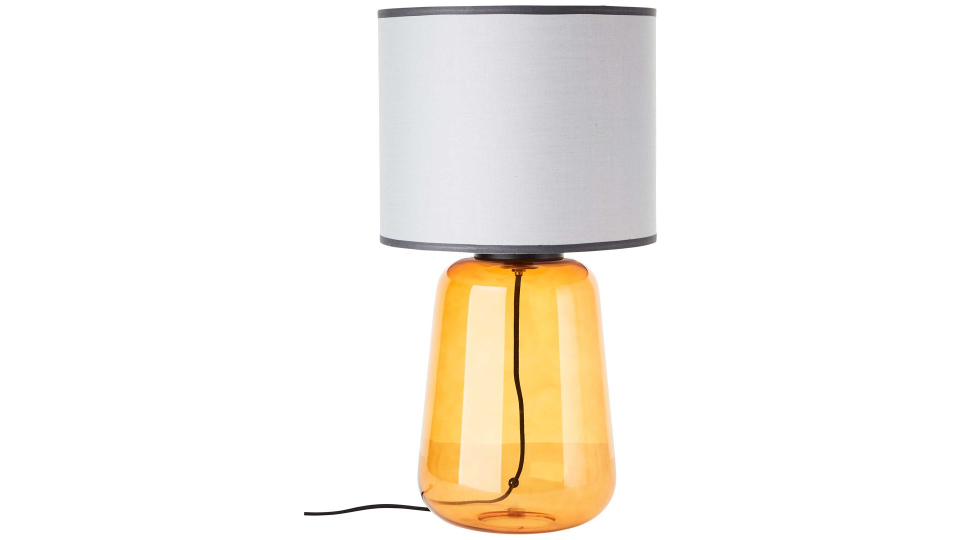 Tischleuchte Brilliant aus Glas in Gelb Brilliant Lampen-Serie Hydra - Tischleuchte gelbes Glas & grauer Stoff - Höhe ca. 57 cm