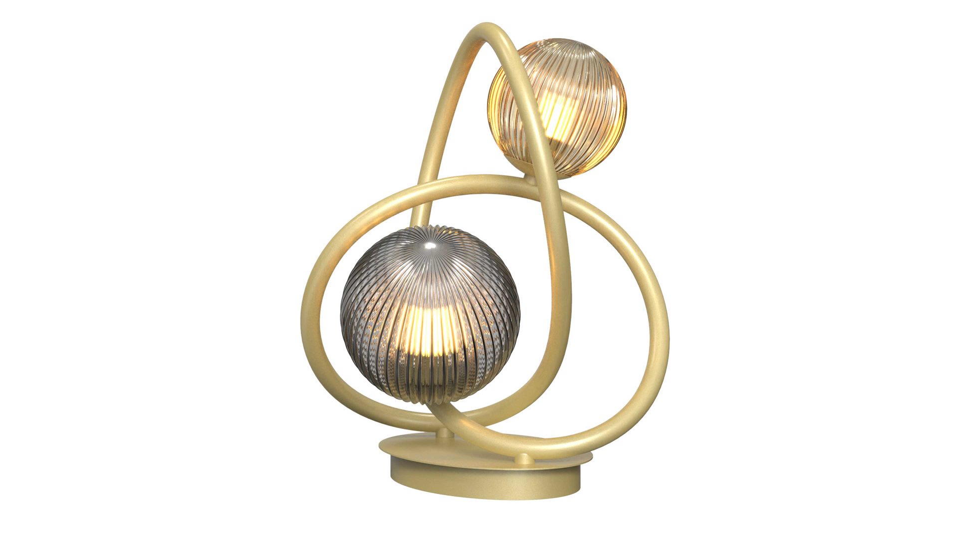 Tischleuchte Global technics aus Glas in Gold Leuchten Serie Metz - Tischlampe Rauch, Bernstein & Gold - Höhe ca. 32 cm