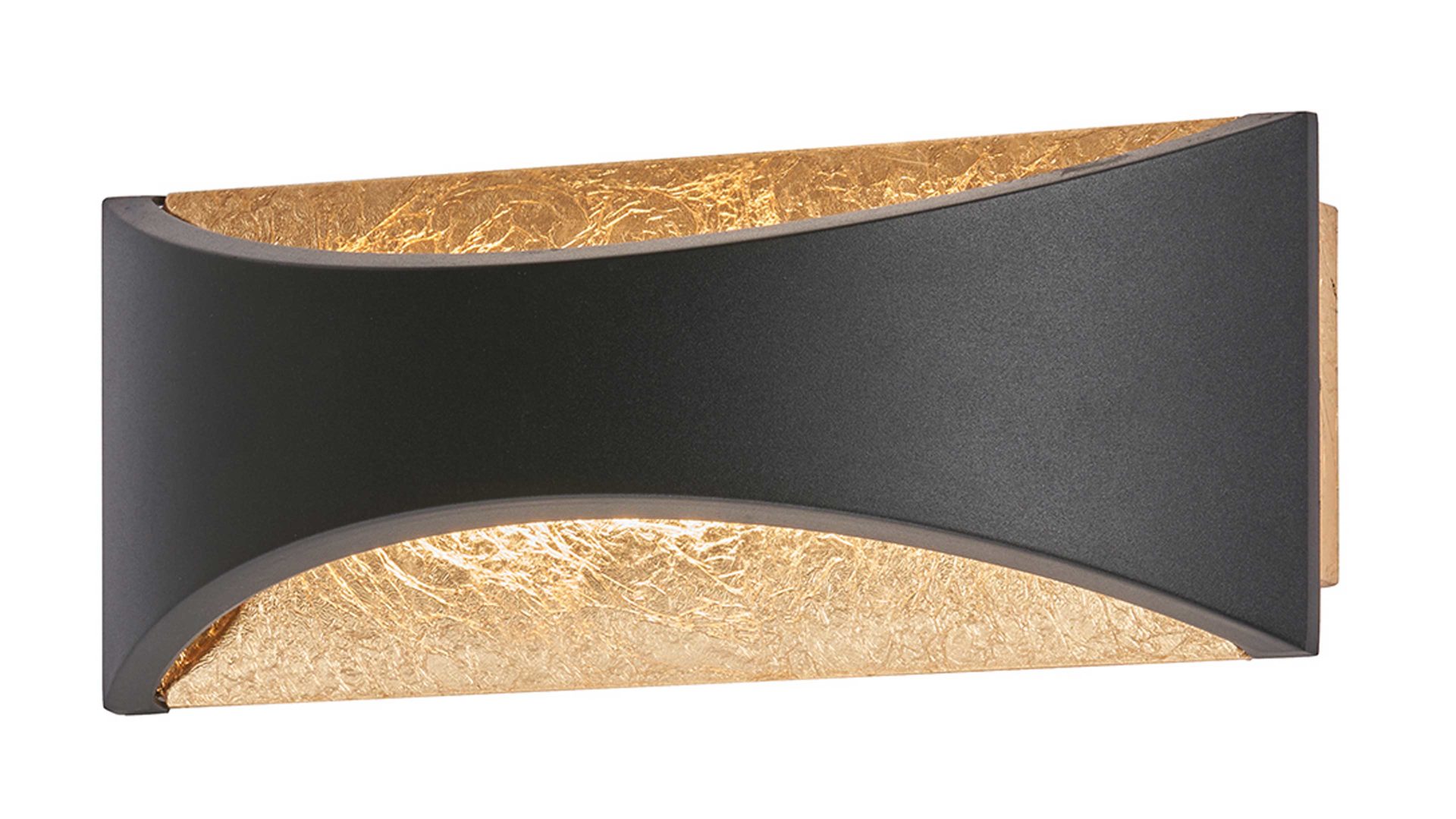 Wandleuchte Fh fischer & honsel aus Metall in Gold FH Wandleuchten Serie Rio Blattgold & Sandschwarz - Länge ca. 23 cm