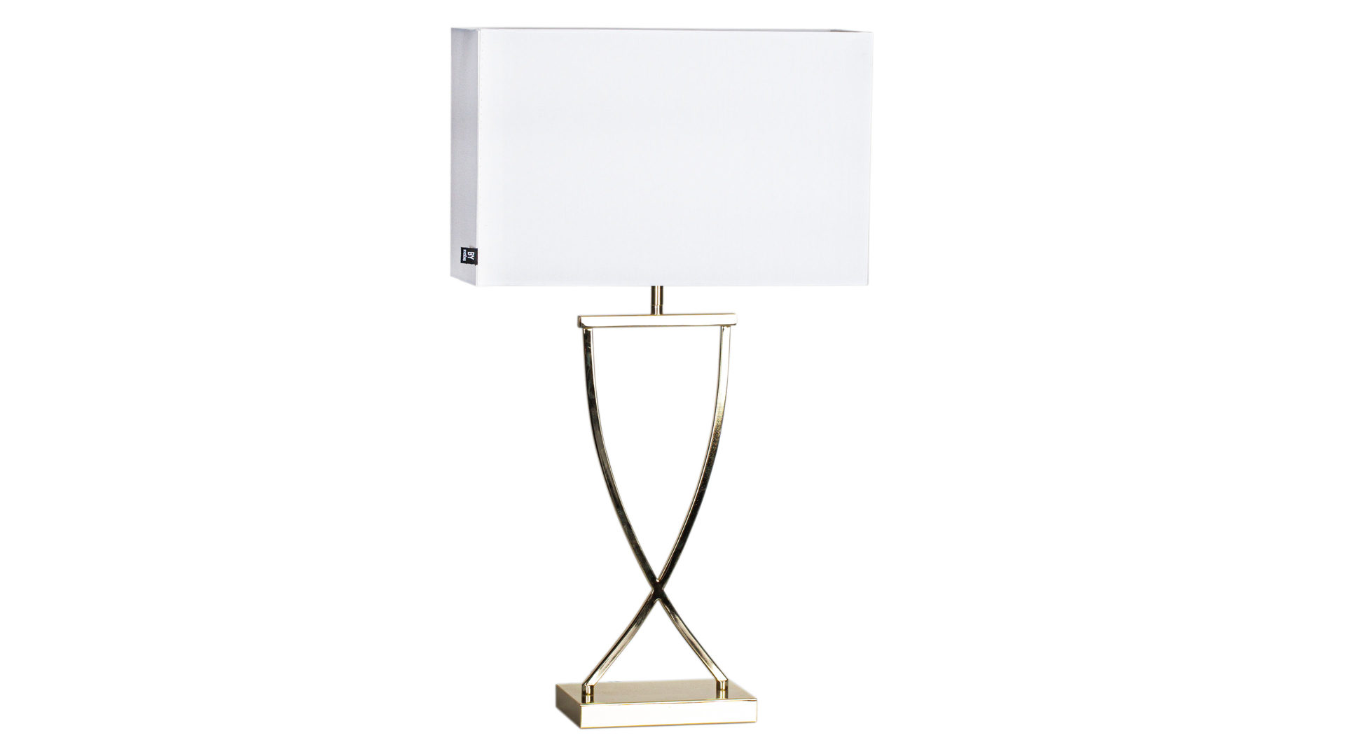 Tischleuchte By rydens aus Textil in Metallfarben BY RYDÉNS Leuchten Serie Omega - Tischleuchte Weiß & Messing- Höhe ca. 69 cm