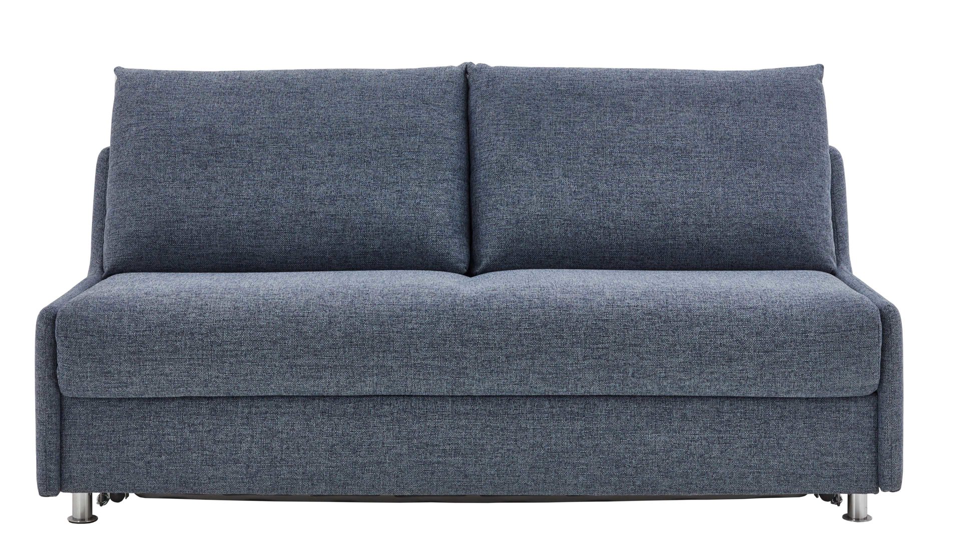 Schlafsofa Bali aus Stoff in Blau Schlafsofa Grande graublauer Bezug 3013 & chromfarbene Füße - Breite ca. 175 cm