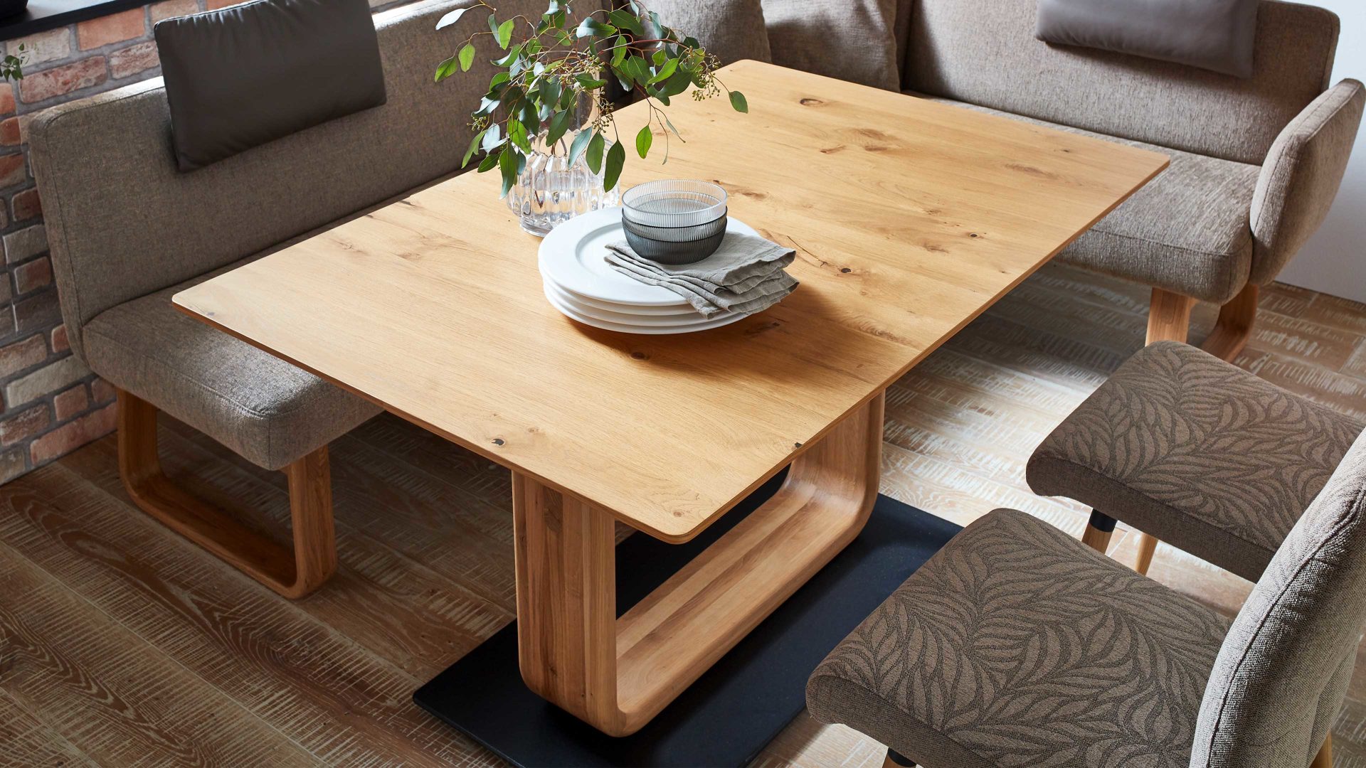 Auszugtisch combinessa aus Holz in Holzfarben Combinessa Sitzmöbel Serie Mikkado - Auszugtisch Asteiche - ca. 140 - 185 x 90 cm