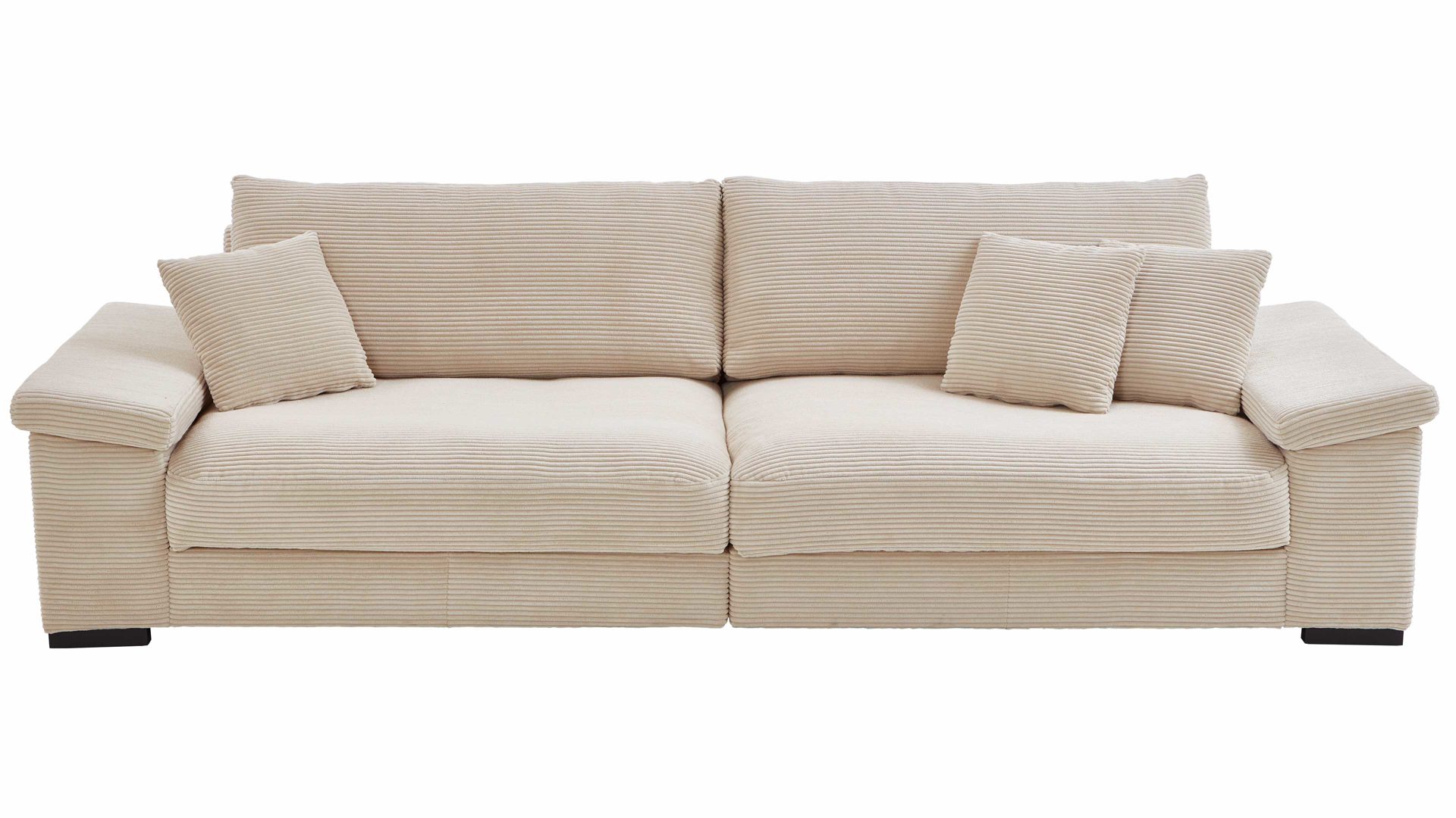 Bigsofa A. z. iwaniccy aus Stoff in Beige Polsterprogramm Spirit - Bigsofa cremefarbener Breitcord Lincoln 03 - Breite ca. 284 cm