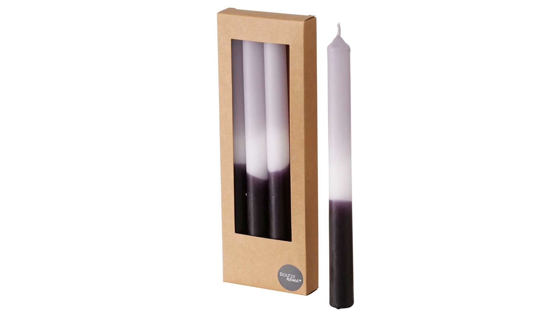 Kerze Boltze aus Wachs in Grau Stabkerzen-Set Splash Farbverlauf Grau, Weiß, Schwarz – Höhe ca. 20 cm