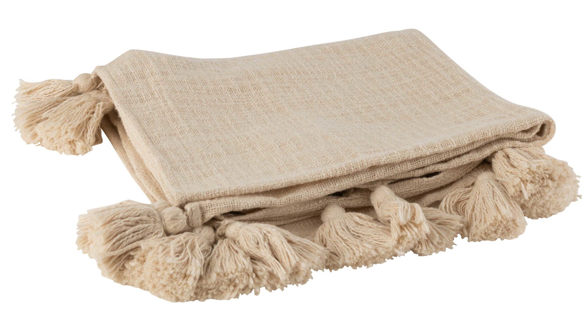 Wohndecke Interliving BEST BUDDYS! aus Naturfaser in Beige Interliving BEST BUDDYS!  Wohndecke Cosy PomPom beige Baumwolle - ca. 140 x 180 cm