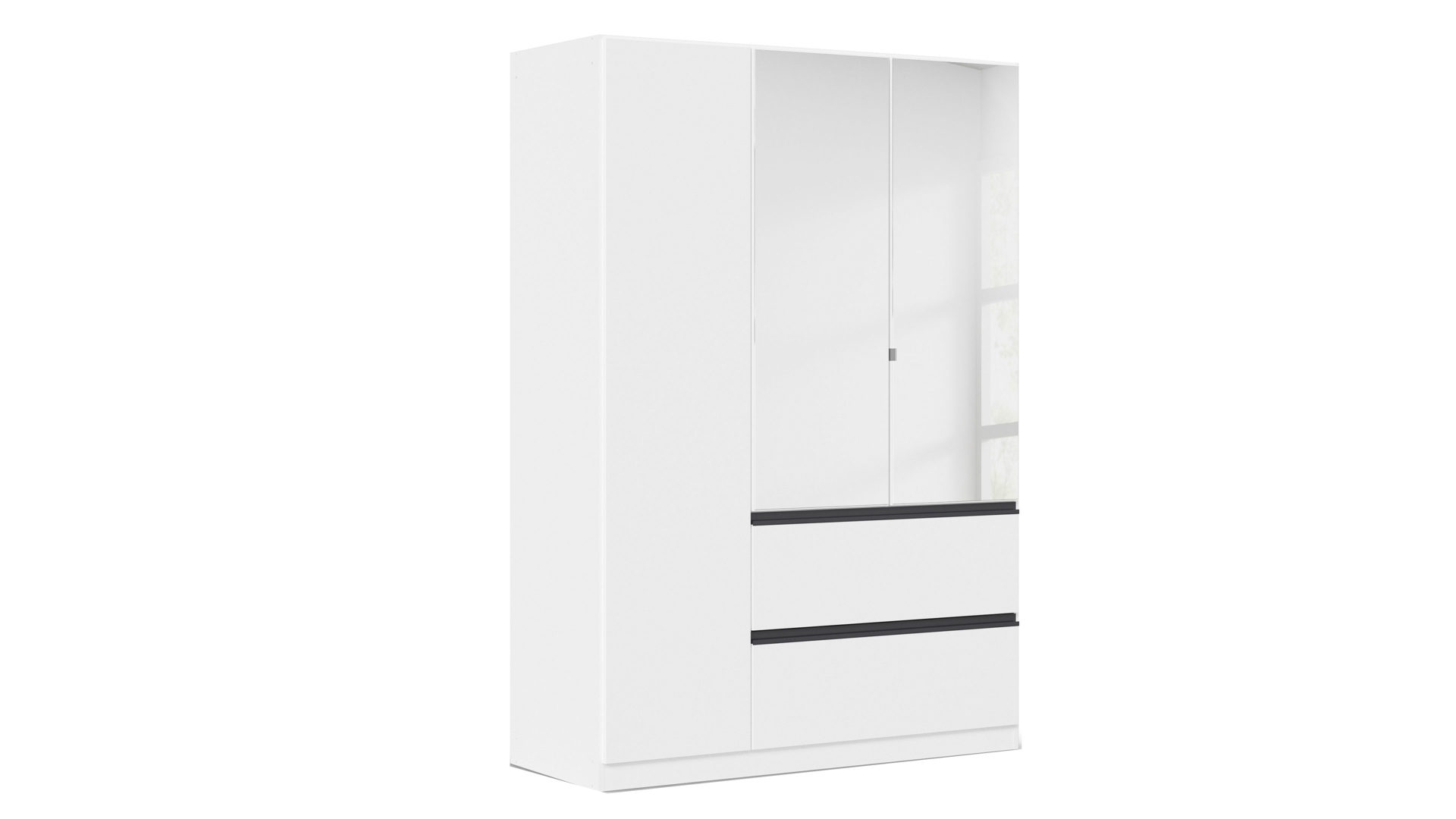 Kleiderschrank Rauch aus Holz in Weiß rauch BLUE Drehtürenschrank Costa Alpinweiß & Spiegel - Breite ca. 136 cm