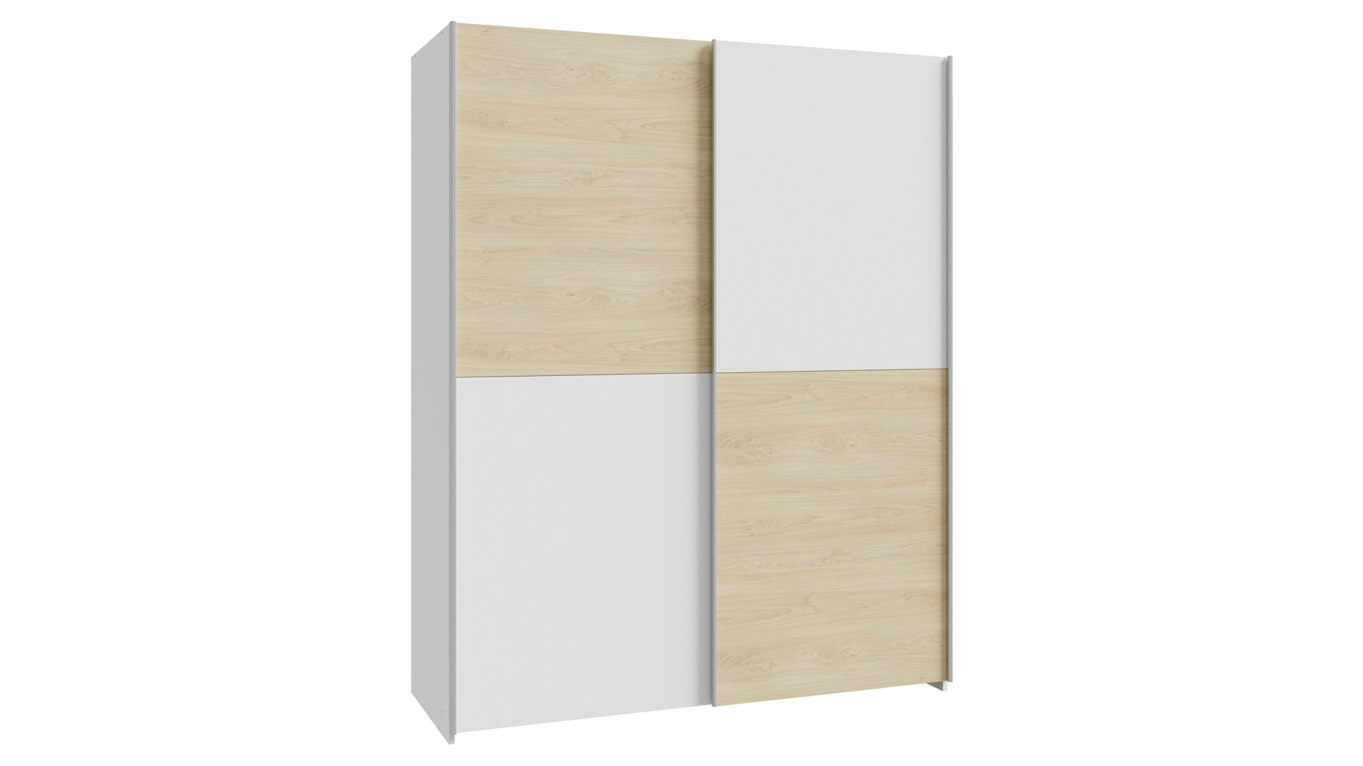 Kleiderschrank Forte® aus Holz in Weiß Kleiderschrankprogramm Schach & Matt - Kleiderschrank Weiß & Puccini Eiche – ca. 150  x 190 cm