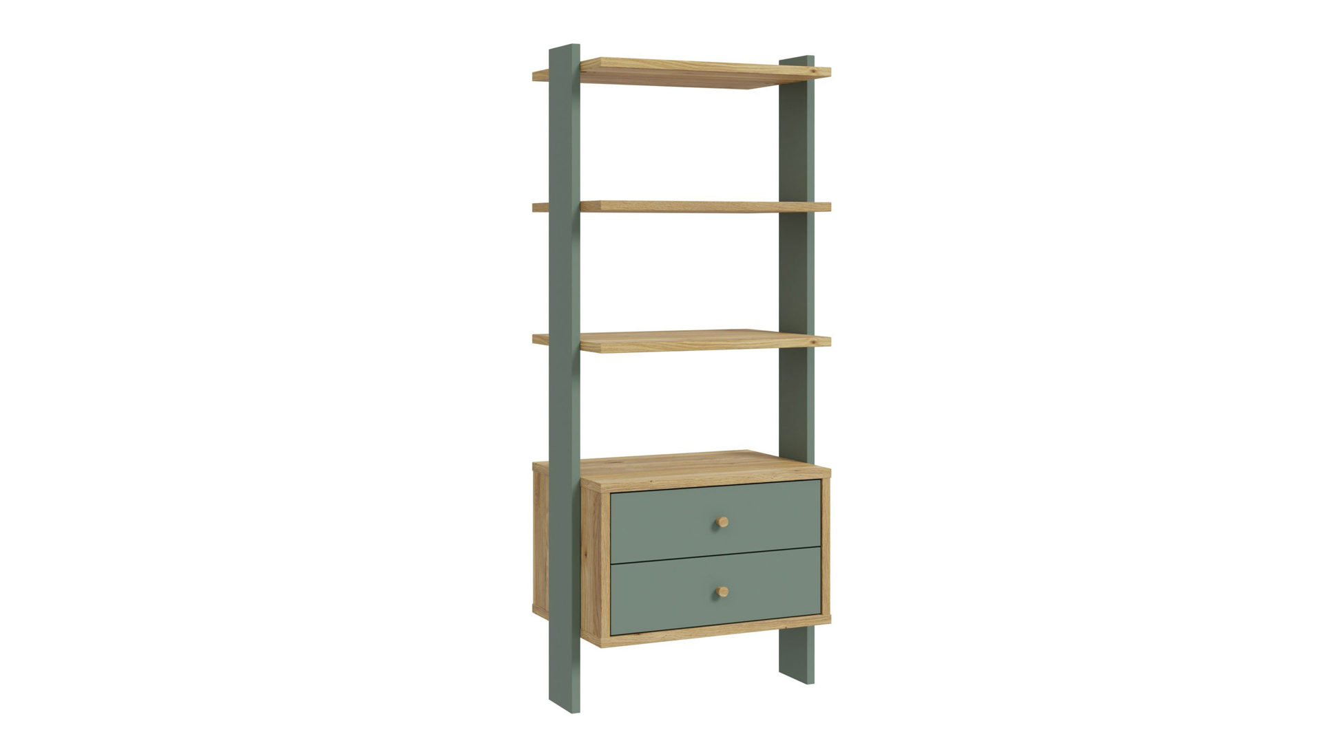 Regal Forte® aus Holz in Grün Jugendprogramm Whenua Young Room - Regal Salbei Grün & Mauvella Eiche – ca. 64 x 148 cm