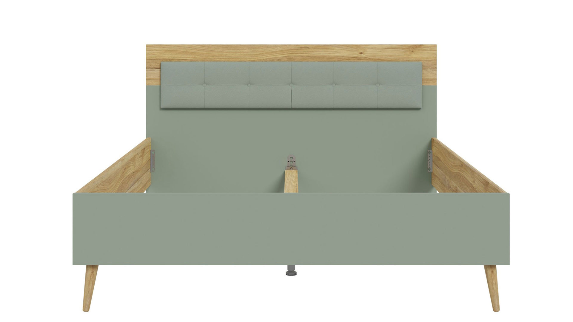 Bettgestell Forte® aus Holz in Grün Schlafzimmerprogramm Whenua Sleeping - Bettgestell Salbei Grün & Mauvella Eiche – Liegefläche ca. 160 x 200 cm