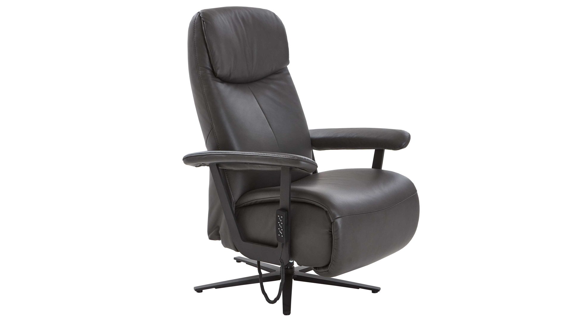 Relaxsessel Himolla aus Leder in Dunkelgrau himolla Relaxsessel Serie 7387 - Easyswing 56V zwei Motoren - asphaltfarbenes LongLife-Leder 24 & anthrazitfarbener Sternfuß