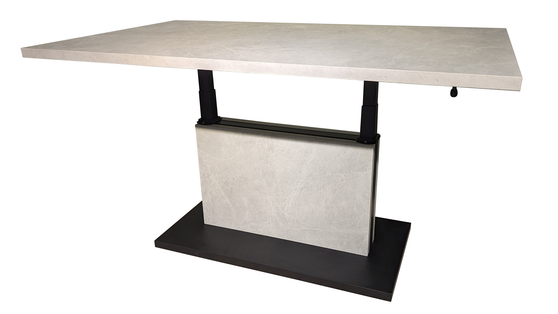 Couchtisch Mäusbacher i.i. aus Holz in Grau Tischserie Lift graue Keramik & Schwarz - höhenverstellbar, ca. 120 x 50-69 cm