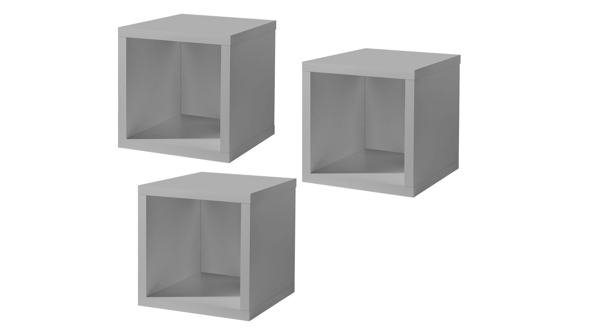 Regal-Set Mäusbacher i.i. aus Holz in Hellgrau Wohnprogramm Imola - Hängeregal Kreidegrau - 3er_Set, ca. 32 x 32 cm