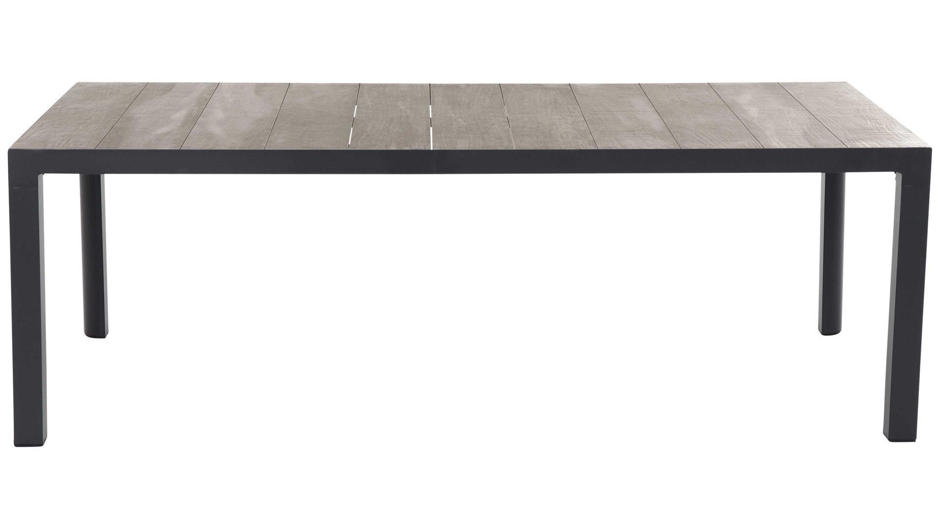 Gartentisch Gautzsch aus Metall in Dunkelgrau Gartentisch Silva Wood Grey & Anthrazit – ca. 180 x 100 cm