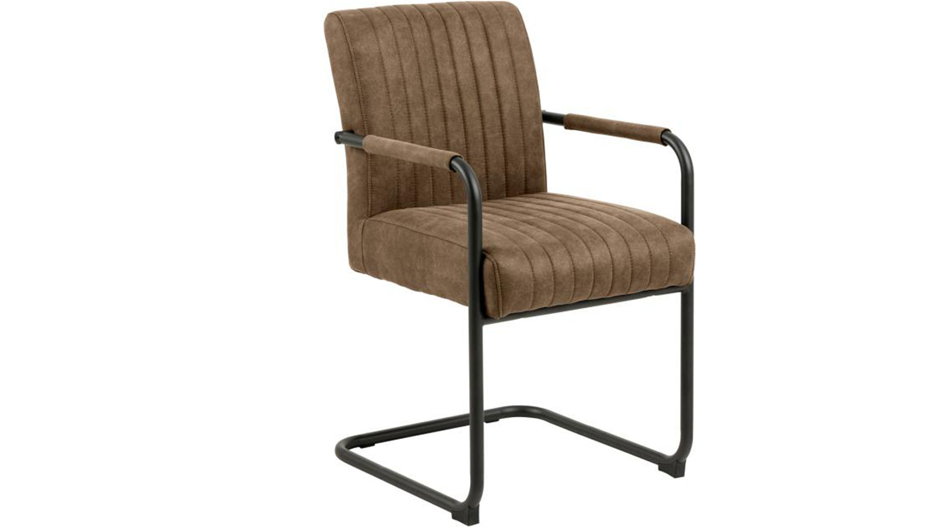 Schwingstuhl Actona group aus Stoff in Hellbraun Schwingstuhl Adele hellbrauner Stoffbezug Preston 22 FR & schwarzes Metallgestell