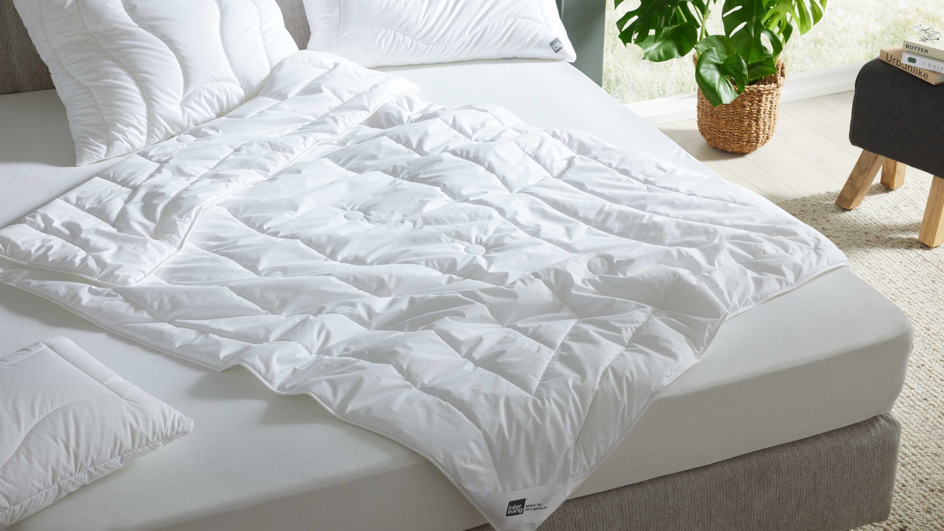 Faserdecke Interliving aus Stoff in Weiß Interliving Bettdecke Serie 9202 - Faserdecke extraleicht, ca. 400 g - ca. 155 x 200 cm