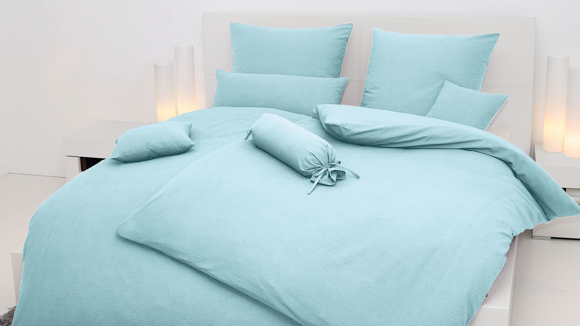 Bettwäsche-Set Janine® aus Naturfaser in Mint Janine® Bettwäsche-Set kristallblau – ca. 240 x 220 cm