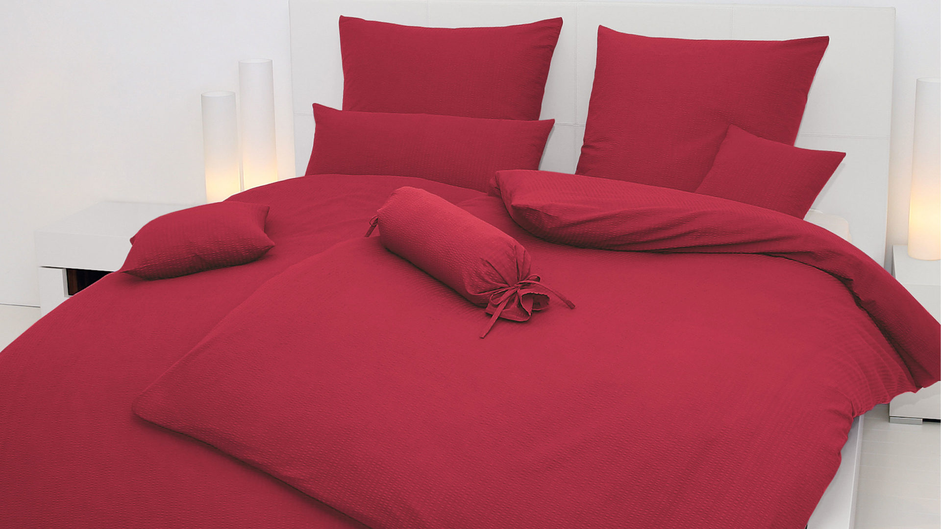 Bettwäsche-Set Janine® aus Naturfaser in Dunkelrot Janine® Bettwäsche-Set burgund – ca. 155 x 220 cm