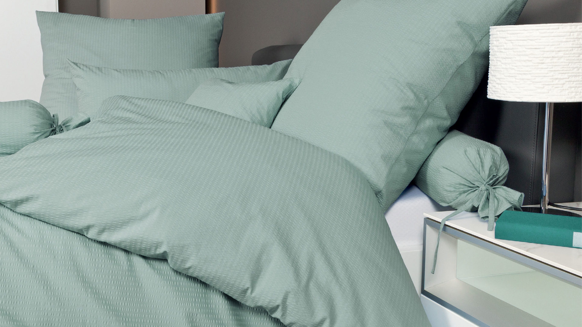 Bettwäsche-Set Janine® aus Naturfaser in Fichte Janine® Bettwäsche-Set rauchgrün – ca. 240 x 220 cm