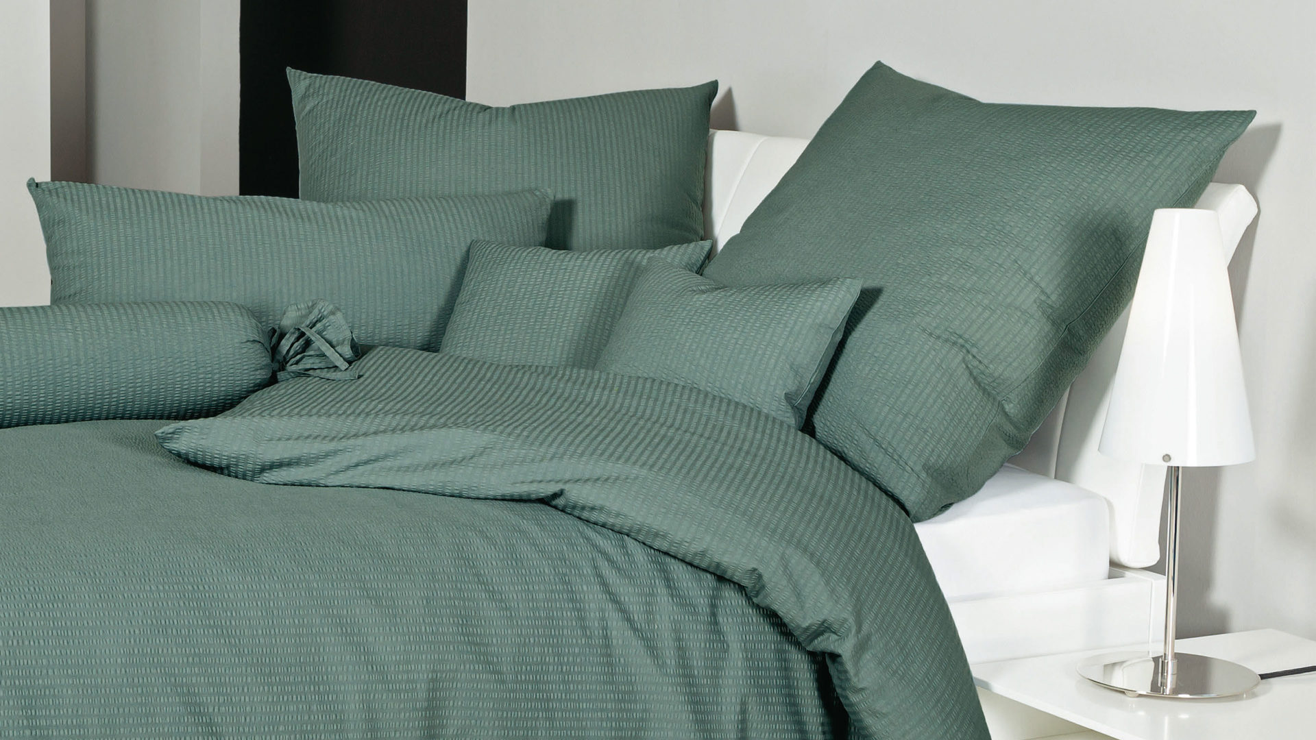 Bettwäsche-Set Janine® aus Naturfaser in Smaragd Janine® Bettwäsche-Set salbeigrün – ca. 200 x 200 cm