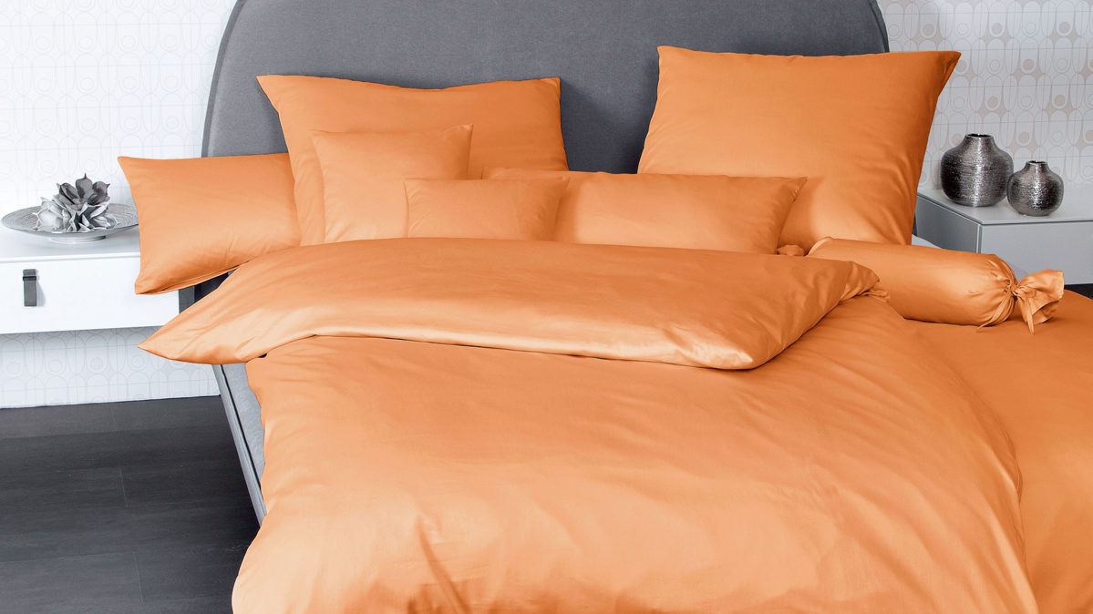 Bettwäsche-Set Janine® aus Naturfaser in Orange Janine® Bettwäsche-Set Orange - ca. 135 x 200 cm