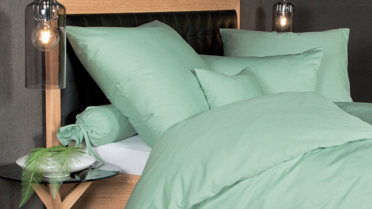 Bettwäsche-Set Janine® aus Naturfaser in Hellgrün Janine® Bettwäsche-Set Jadegrün - ca. 200 x 200 cm