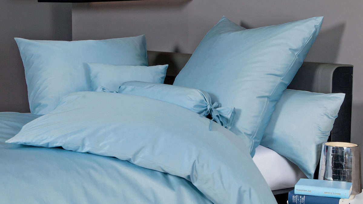 Bettwäsche-Set Janine® aus Naturfaser in Mittelblau Janine® Bettwäsche-Set Perlblau - ca. 155 x 220 cm