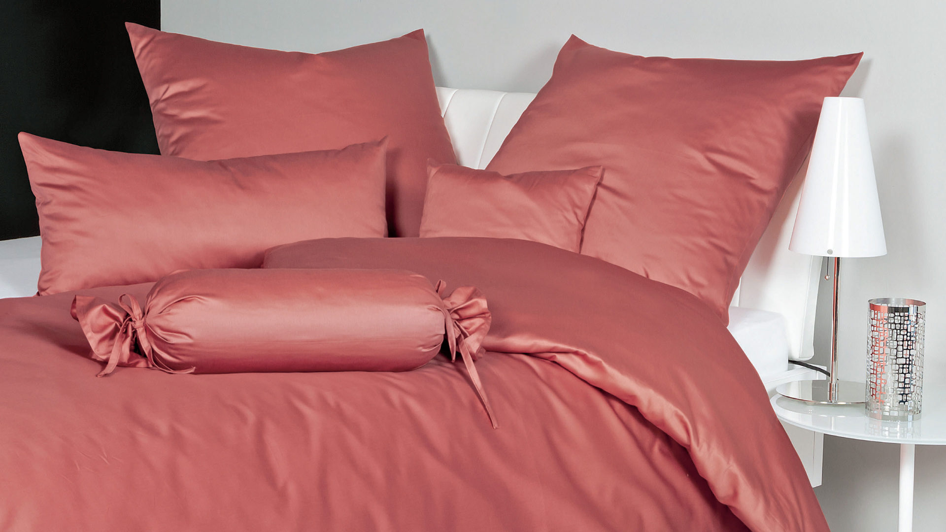 Bettwäsche-Set Janine® aus Naturfaser in Hellrot Janine® Bettwäsche-Set Marsala - ca. 155 x 220 cm