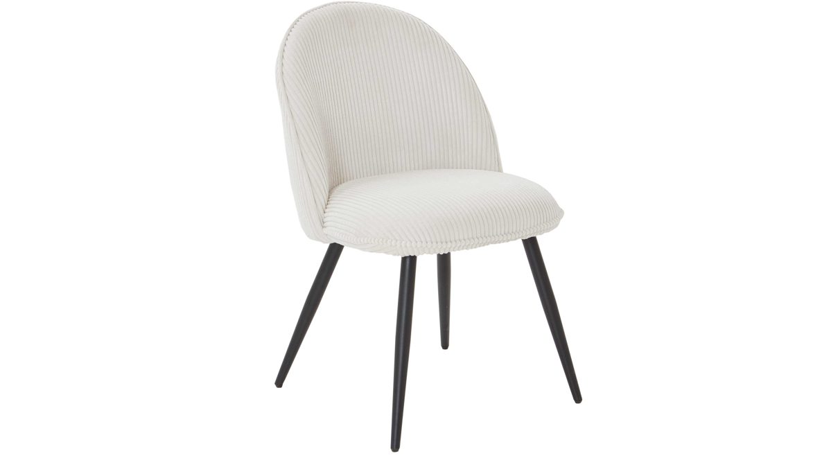 Vierfußstuhl WOODS & TRENDS aus Stoff in Weiß WOODS & TRENDS Polsterstuhl Arielle cremefarbener Breitcord & schwarzes Metall