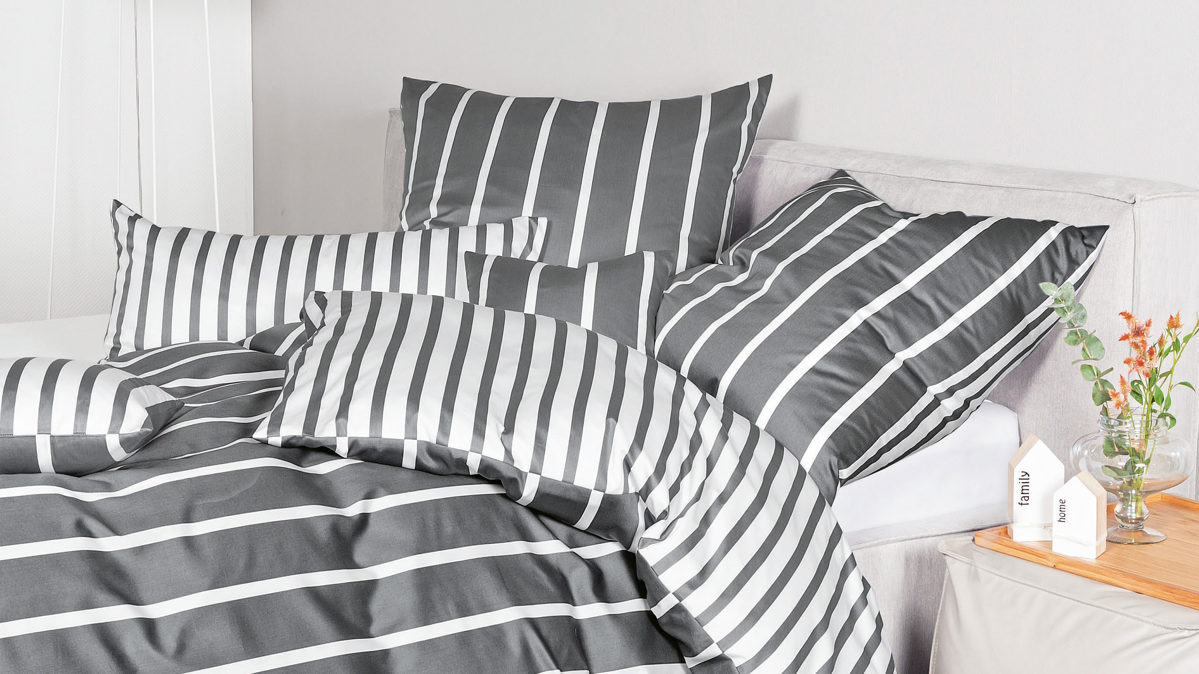 Bettwäsche-Set Janine® aus Naturfaser in Anthrazit Janine® Bettwäsche-Set Anthrazit - ca. 135 x 200 cm