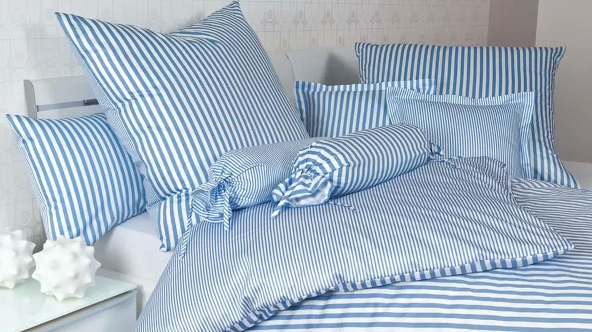 Bettwäsche-Set Janine® aus Naturfaser in Hellblau Janine® Bettwäsche-Set Hellblau - ca. 135 x 200 cm