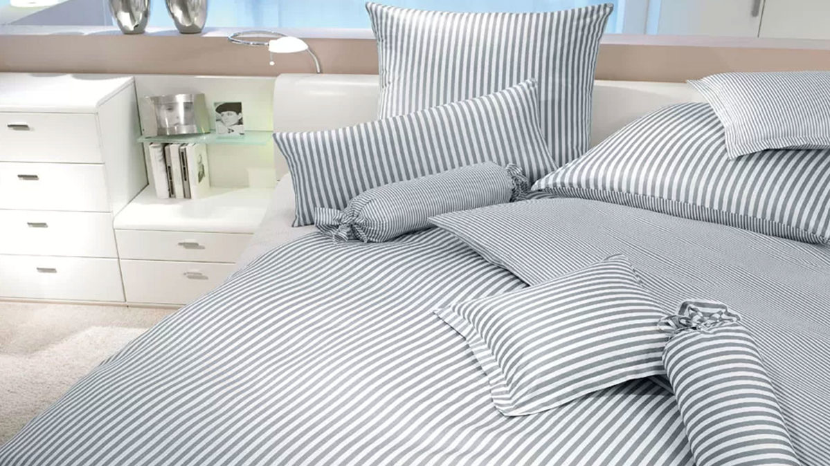 Bettwäsche-Set Janine® aus Naturfaser in Hellgrau Janine® Bettwäsche-Set Grau - ca. 240 x 220 cm
