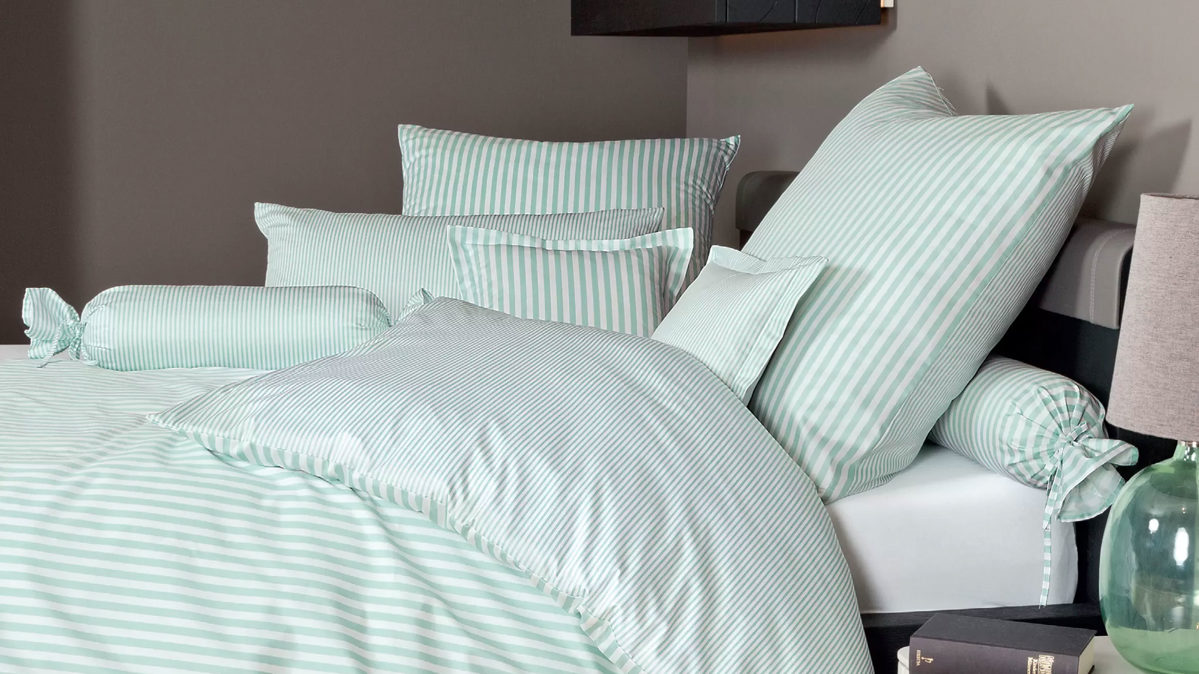 Bettwäsche-Set Janine® aus Naturfaser in Hellgrün Janine® Bettwäsche-Set Jadegrün - ca. 155 x 220 cm