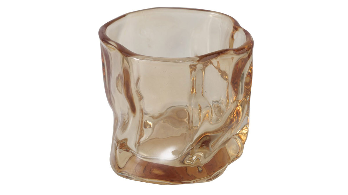 Windlicht Boltze aus Glas in Hellbraun Teelichtglas Caleb hellbraunes Glas - Höhe ca. 8 cm