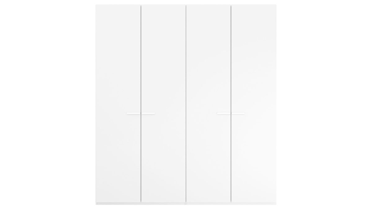 Kleiderschrank Rauch aus Holz in Weiß rauch ORANGE Schranksystem Skat - Kleiderschrank mit Inneneinteilung Alpinweiß - vier Türen, Breite ca. 201 cm