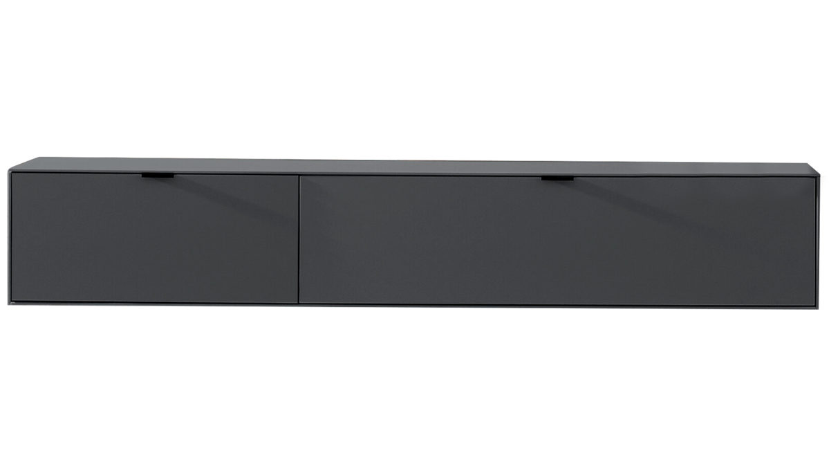 Lowboard Wöstmann markenmöbel aus Holz in Dunkelgrau WÖSTMANN Wohnprogramm WM 2470 - Hängeelement graphitgrauer Lack - ein Auszug, eine Klapptür, Breite ca. 212 cm