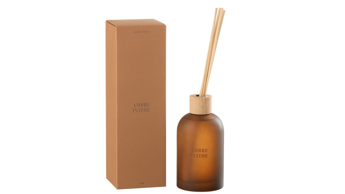 Wohnaccessoire Jolipa aus Glas in Braun Duftspender Ambre Intime Gelb – Duftnuance Amber, ca. 8 x 28 cm