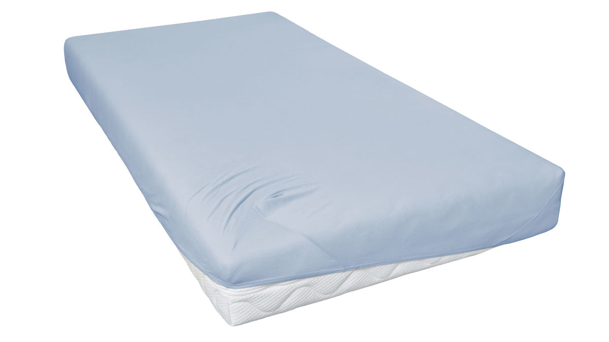 Spannbettlaken H. g. hahn haustextilien® aus Stoff in Hellblau PRIMERA Spannbettlaken himmelblauer Baumwolljersey - ca. 190 x 200 cm