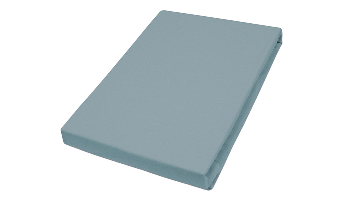 Spannbettlaken H. g. hahn haustextilien® aus Stoff in Mittelblau PRIMERA Spannbettlaken aquamarinfarbener Baumwolljersey - ca. 100 x 200 cm