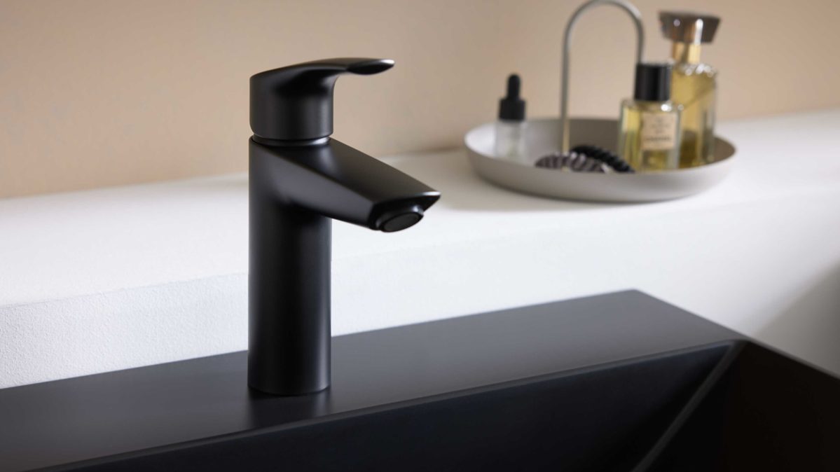 Mischbatterie Interliving aus Metall in Schwarz Interliving Bad Serie 7198 – Mischbatterie mattschwarzes Metall