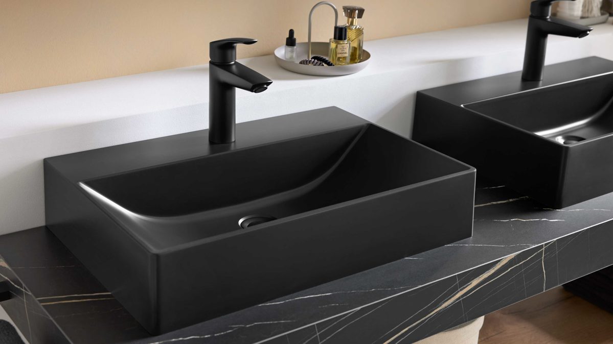 Waschtisch / Waschbecken Interliving aus Kunstharz in Schwarz Interliving Bad Serie 7198 – Waschtisch schwarzes Duratek® - ca. 60 x 40 cm