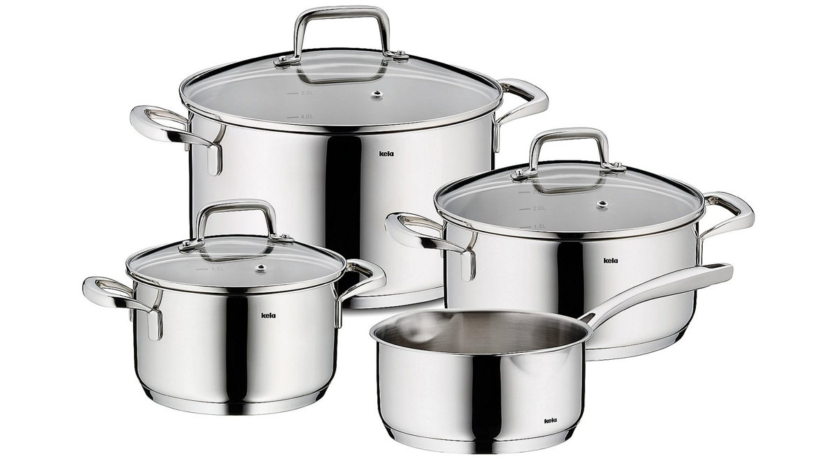 Topf-Set Kela | keck & lang aus Metall in Metallfarben kela Topfset Flavoria Edelstahl & Klarglas – vierteilig