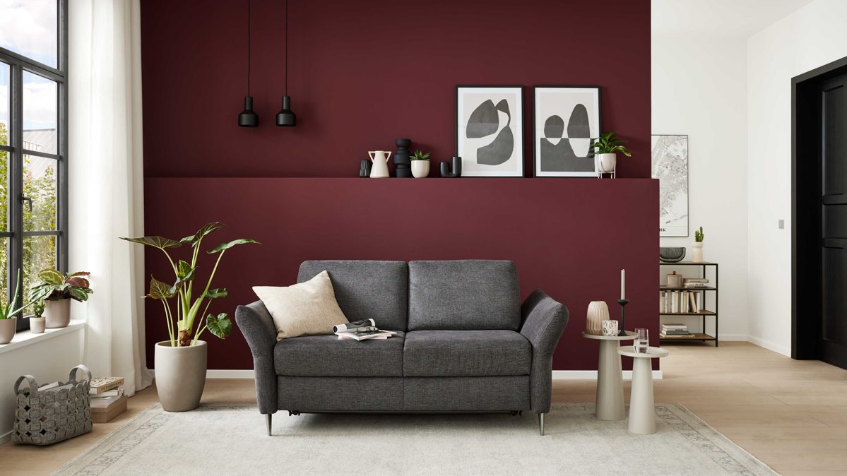 Schlafsofa Interliving aus Stoff in Anthrazit Interliving Schlafsofa Serie 4700 - Schlafsofa 160LÄ anthrazitfarbener Bezug Balu & Aluminiumfüße - Breite ca. 228 cm