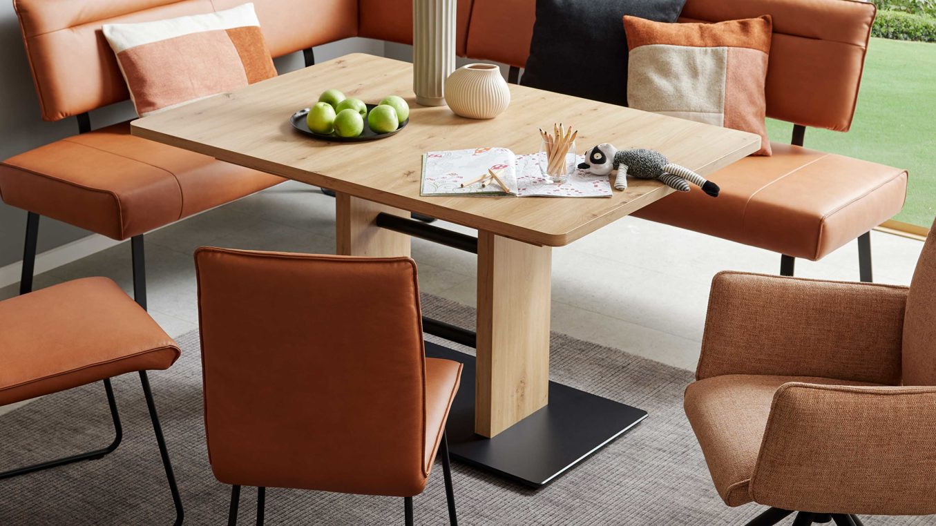 Auszugtisch Interliving aus Holz in Holzfarben Interliving Esszimmer Serie 5505 - Ausziehtisch Artisaneiche & Schwarz - ca. 130 - 178 x 90 cm