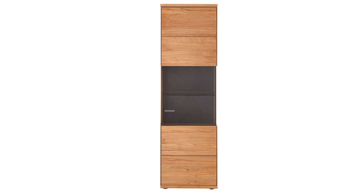 Vitrine Decker aus Holz in Holzfarben Hell Vitrine naturfarbene Kernbuche – eine Tür, ca. 62 x 200 cm